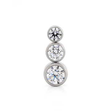 Bezel-Set Faceted 3 Gem Cluster - Tapered