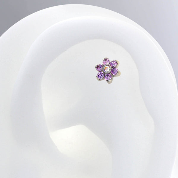 7 Stone Titanium Flower - Threaded