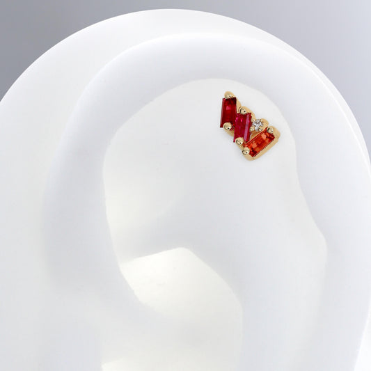 Leaning Trio Baguettes - Warm Sapphires