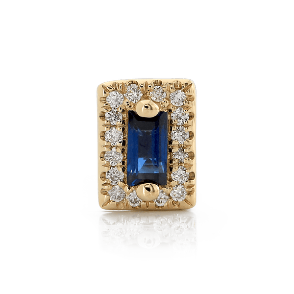 Rectangle with Colored Gemstone - Dark Blue Sapphire