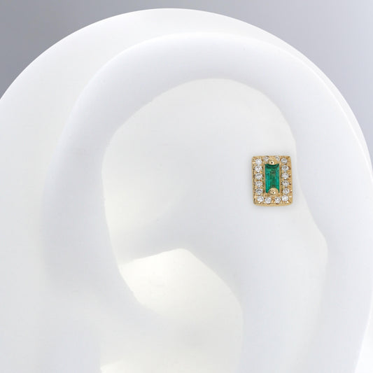 Rectangle with Color Gemstone - Emerald