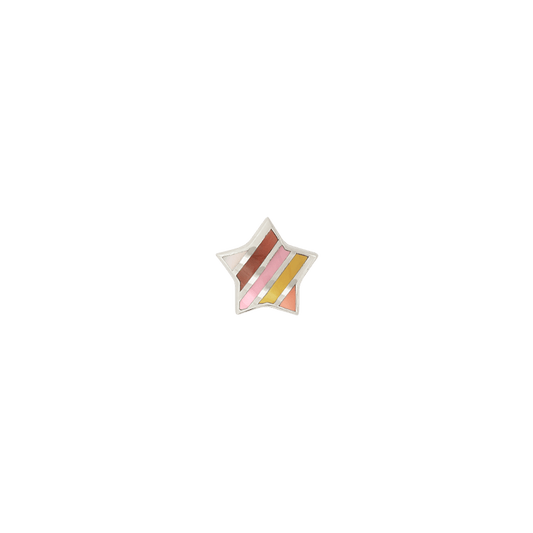 pleasing tan Palette Pals star yellow gold stripes earring earlobe nostril nose lip philtrum snake bites cartilage helix conch flat art fashion style body jewelry pupil hall IRIS PIERCING STUDIOS white gold