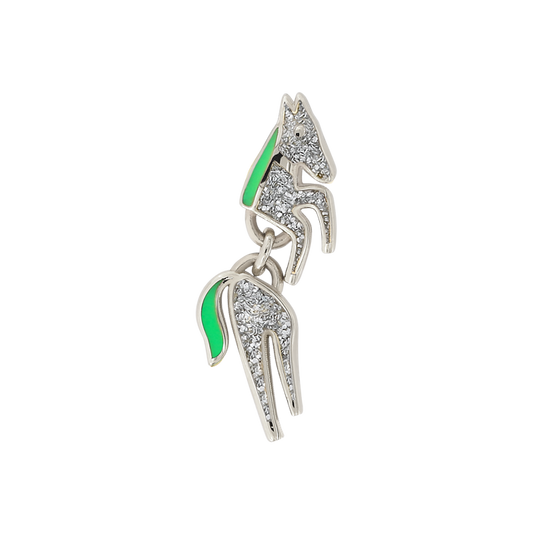 white gold silver glitz tail  horse dangle earring earlobe cartilage nostril helix body jewelry fashion style Pupil Hall IRIS PIERCING STUDIOS