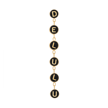 yellow gold DELULU END mouthful black chain dangle pin end style fashion art body jewelry earring earlobe helix cartilage Pupil Hall IRIS PIERCING STUDIOS