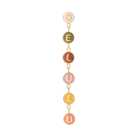 DELULU END mouthful pleasing tan chain dangle pin end style fashion art body jewelry earring earlobe helix cartilage Pupil Hall IRIS PIERCING STUDIOS