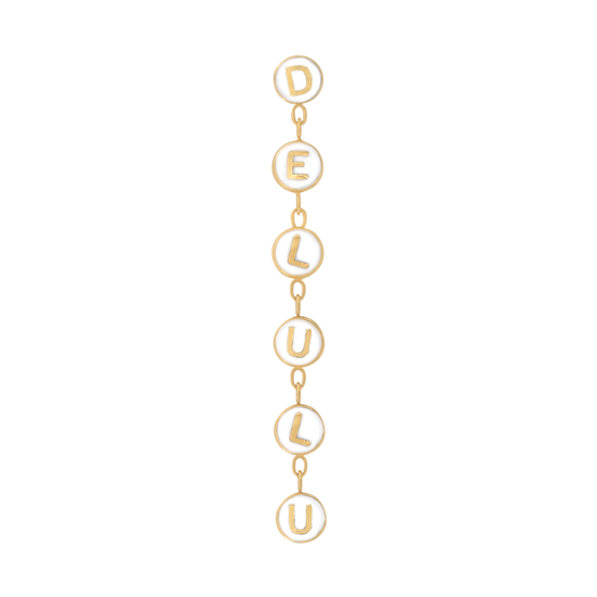 DELULU END mouthful white chain dangle pin end style fashion art body jewelry earring earlobe helix cartilage Pupil Hall IRIS PIERCING STUDIOS