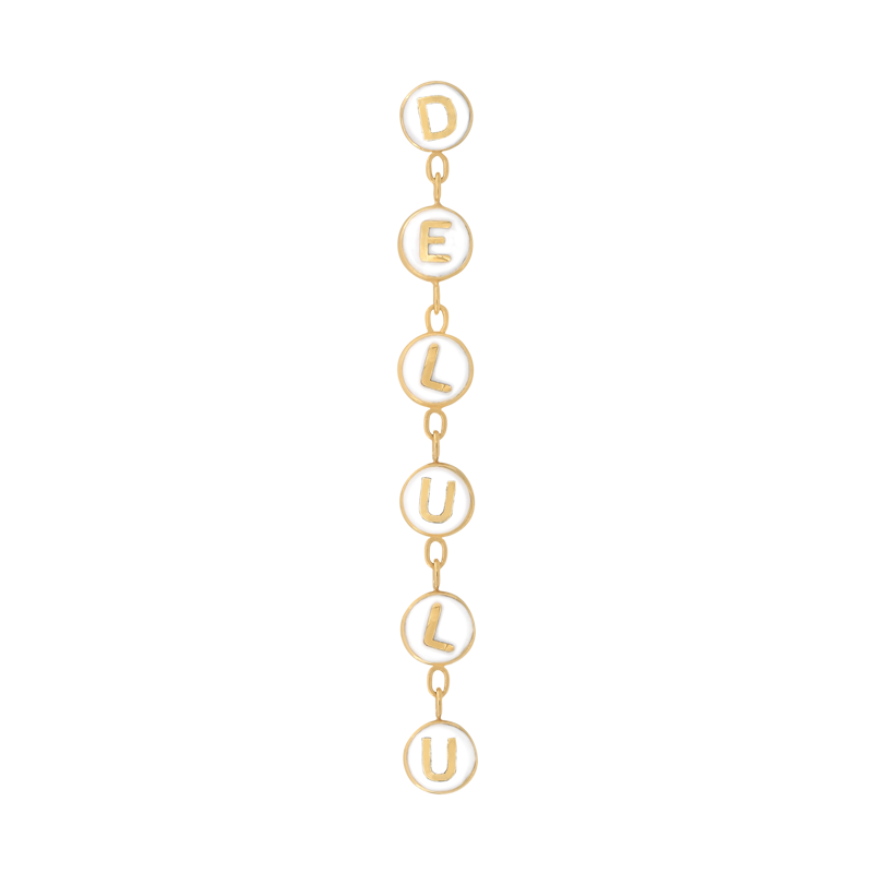 DELULU END mouthful white chain dangle pin end style fashion art body jewelry earring earlobe helix cartilage Pupil Hall IRIS PIERCING STUDIOS