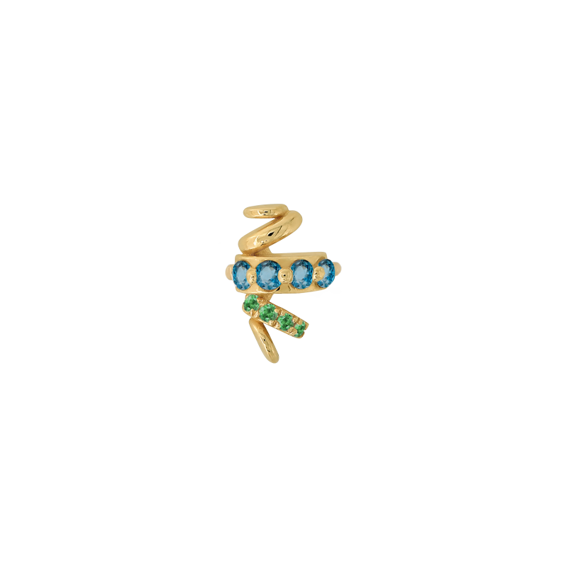 Every Which Way Blue DIA and Tsavorite MID pin style fashion art body jewelry earring earlobe lip philtrum cartilage nose nostril conch helix tragus gemstones Pupil Hall IRIS PIERCING STUDIOS