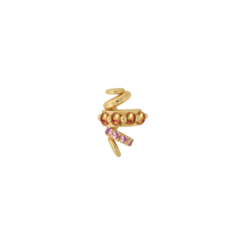 Every Which Way Orange and Pink sapphire MID pin style fashion art body jewelry earring earlobe lip philtrum cartilage nose nostril conch helix tragus gemstones Pupil Hall IRIS PIERCING STUDIOS