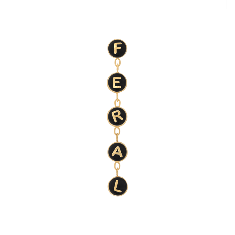 yellow gold FERAL END black mouthful chain dangle pin end style fashion art body jewelry earring earlobe helix cartilage Pupil Hall IRIS PIERCING STUDIOS