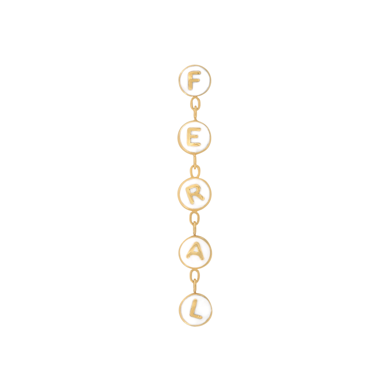 yellow gold FERAL END white mouthful chain dangle pin end style fashion art body jewelry earring earlobe helix cartilage Pupil Hall IRIS PIERCING STUDIOS