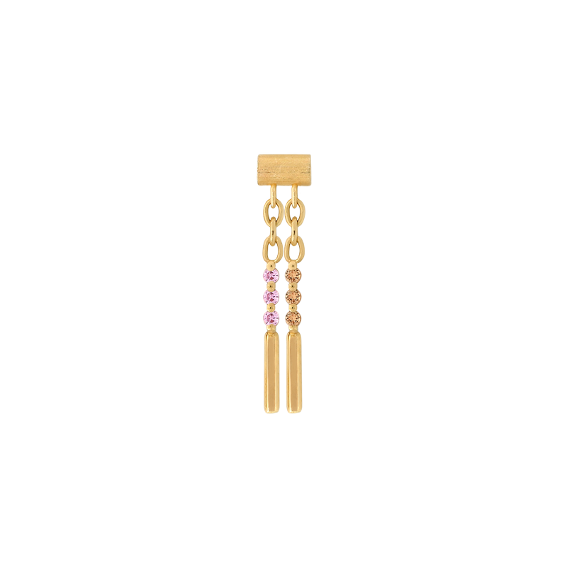 Sticks and Stones Orange and Pink Sapphire pin end dangle style fashion art body jewelry earring earlobe helix cartilage nose nostril conch helix tragus gemstones Pupil Hall IRIS PIERCING STUDIOS