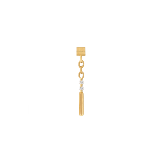 Sticks and Stones End White DIA single strand pin end dangle style fashion art body jewelry earring earlobe helix cartilage nose nostril conch helix tragus gemstones Pupil Hall IRIS PIERCING STUDIOS