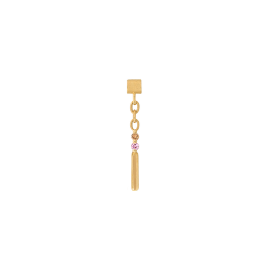 Sticks and Stones Orange and Pink Sapphire single strand pin end dangle style fashion art body jewelry earring earlobe helix cartilage nose nostril conch helix tragus gemstones Pupil Hall IRIS PIERCING STUDIOS