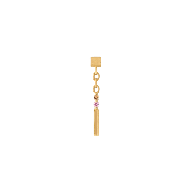 Sticks and Stones Orange and Pink Sapphire single strand pin end dangle style fashion art body jewelry earring earlobe helix cartilage nose nostril conch helix tragus gemstones Pupil Hall IRIS PIERCING STUDIOS