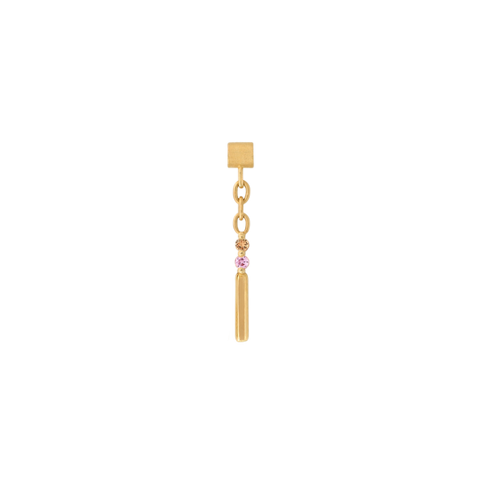 Sticks and Stones Orange and Pink Sapphire single strand pin end dangle style fashion art body jewelry earring earlobe helix cartilage nose nostril conch helix tragus gemstones Pupil Hall IRIS PIERCING STUDIOS