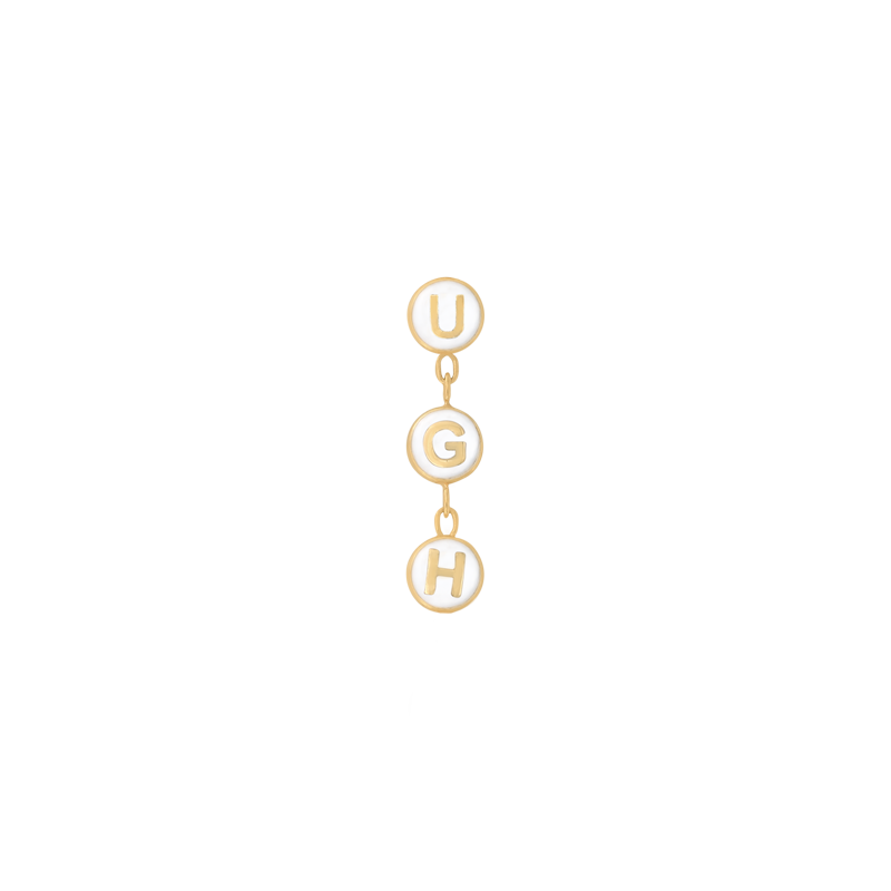 yellow gold UGH END mouthful white chain dangle pin end style fashion art body jewelry earring earlobe helix cartilage Pupil Hall IRIS PIERCING STUDIOS