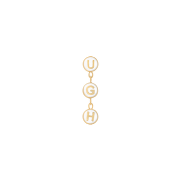 yellow gold UGH END mouthful white chain dangle pin end style fashion art body jewelry earring earlobe helix cartilage Pupil Hall IRIS PIERCING STUDIOS