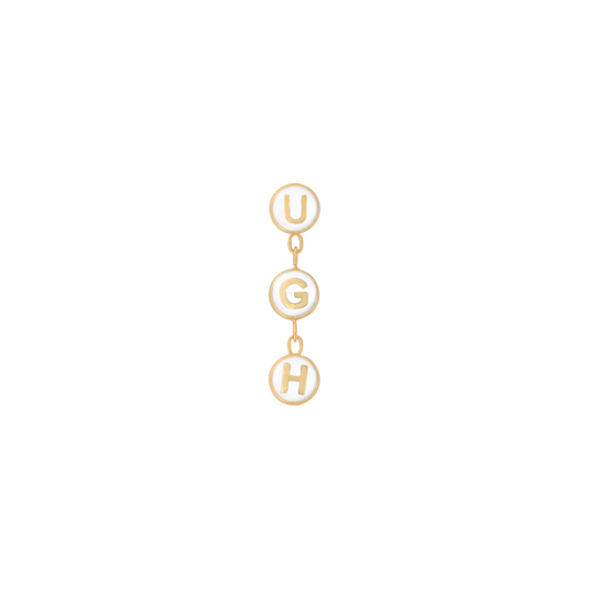 yellow gold UGH END mouthful white chain dangle pin end style fashion art body jewelry earring earlobe helix cartilage Pupil Hall IRIS PIERCING STUDIOS