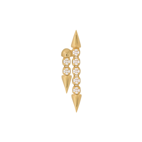 yellow gold Well Articulated DUO Strand White Diamond dangle pin end style fashion art body jewelry earring earlobe helix cartilage nostril gemstones Pupil Hall IRIS PIERCING STUDIOS