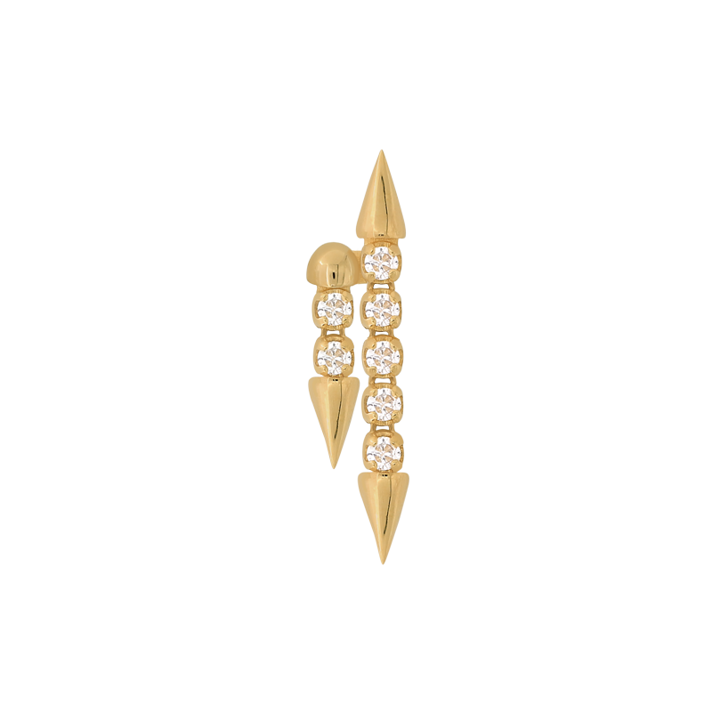 yellow gold Well Articulated DUO Strand White Diamond dangle pin end style fashion art body jewelry earring earlobe helix cartilage nostril gemstones Pupil Hall IRIS PIERCING STUDIOS