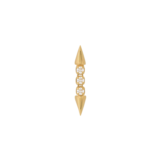 yellow gold Well Articulated x3 WHITE DIAMOND dangle pin end style fashion art body-jewelry earring earlobe helix cartilage nostril gemstones Pupil Hall IRIS PIERCING STUDIOS