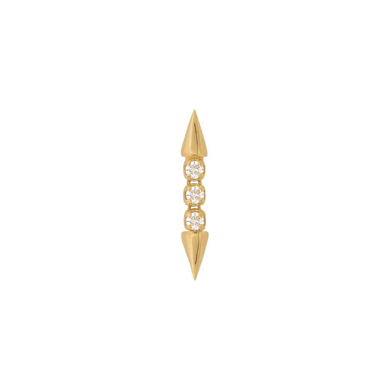yellow gold Well Articulated x3 WHITE DIAMOND dangle pin end style fashion art body-jewelry earring earlobe helix cartilage nostril gemstones Pupil Hall IRIS PIERCING STUDIOS