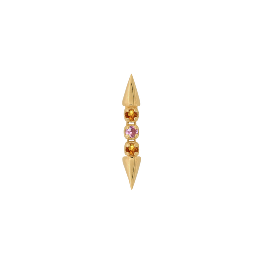 yellow gold Well Articulated x3 COLOR Orange Pink Sapphire dangle pin end style fashion art body jewelry earring earlobe helix cartilage nostril gemstones Pupil Hall IRIS PIERCING STUDIOS