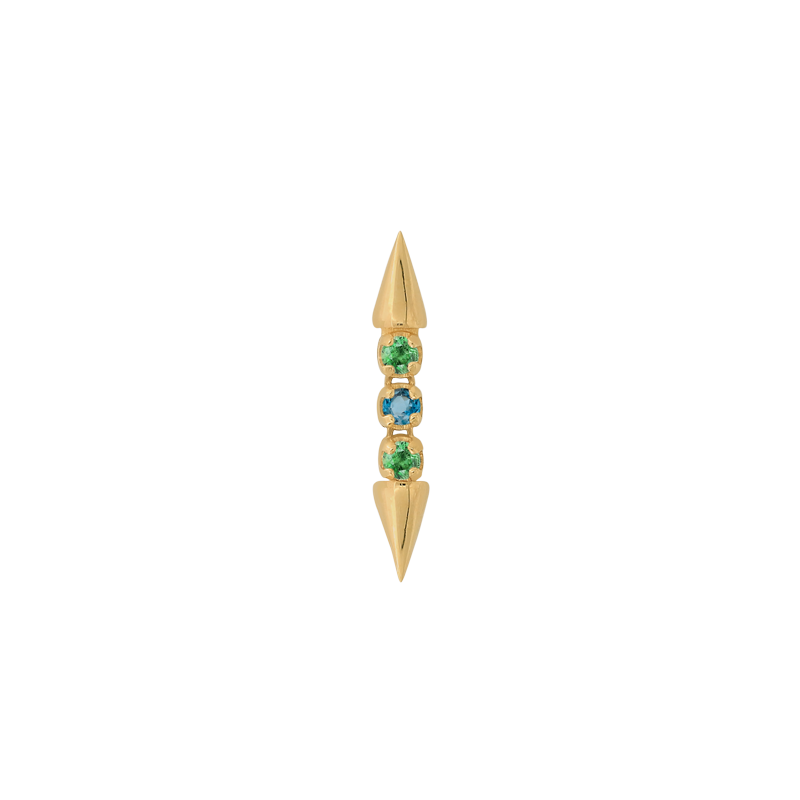 yellow gold Well Articulated x3 COLOR Tsavorite Blue Diamond dangle pin end style fashion art body jewelry earring earlobe helix cartilage nostril gemstones Pupil Hall IRIS PIERCING STUDIOS