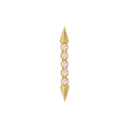 yellow gold Well Articulated x5 Pin Ends WHITE DIAMOND dangle pin end style fashion art body jewelry earring earlobe helix cartilage nostril gemstones Pupil Hall IRIS PIERCING STUDIOS