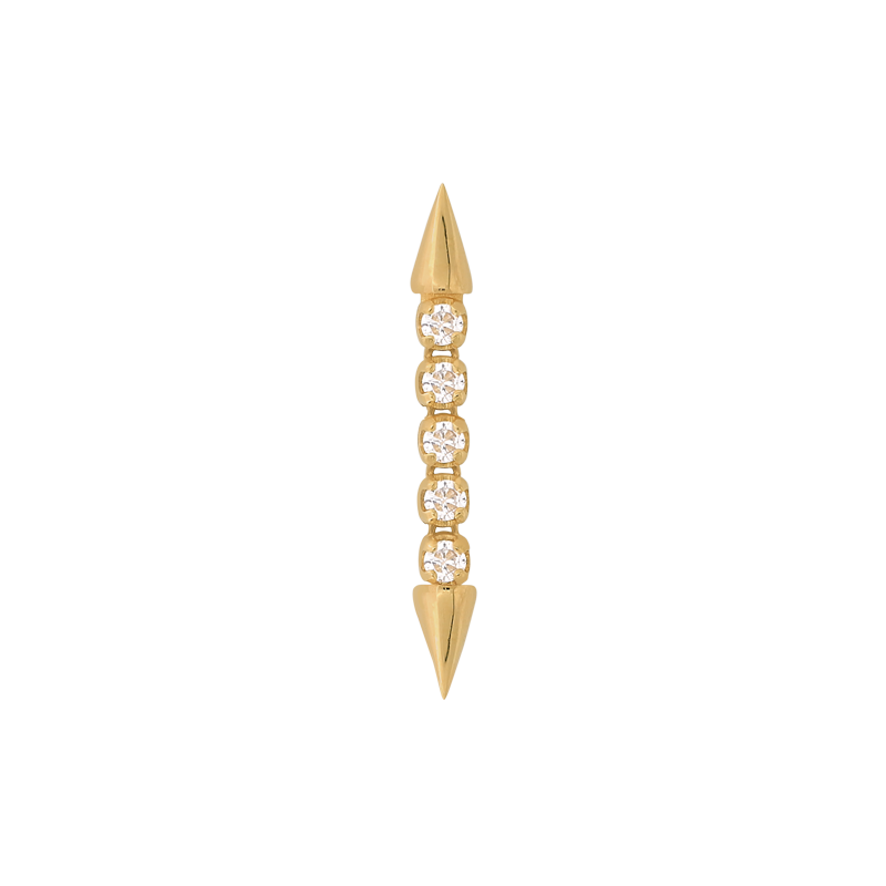 yellow gold Well Articulated x5 Pin Ends WHITE DIAMOND dangle pin end style fashion art body jewelry earring earlobe helix cartilage nostril gemstones Pupil Hall IRIS PIERCING STUDIOS