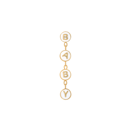 yellow gold BABY END white mouthful chain dangle pin end style fashion art body jewelry earring earlobe helix cartilage Pupil Hall IRIS PIERCING STUDIOS