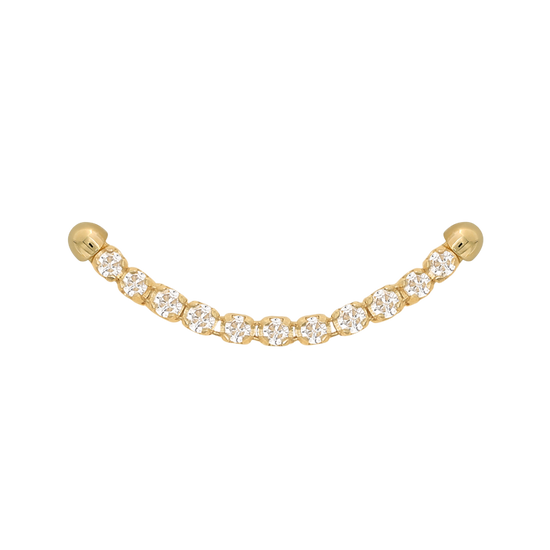 yellow gold curved well articulated double pin end lynx white dia CURVED 20mm 25mm Pupil Hall IRIS Piercing Studios Cartilage body jewelry