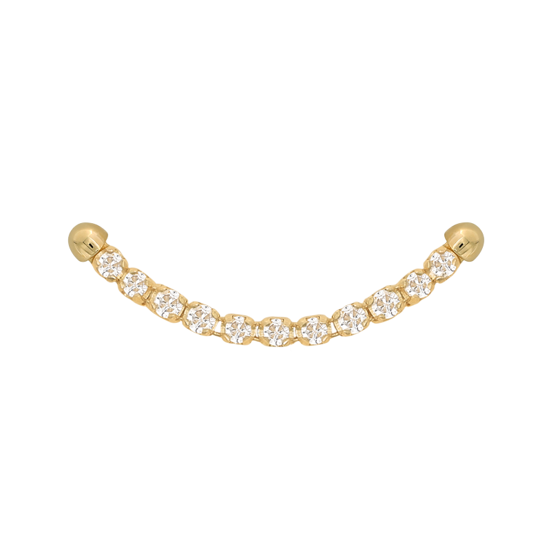 yellow gold curved well articulated double pin end lynx white dia CURVED 20mm 25mm Pupil Hall IRIS Piercing Studios Cartilage body jewelry
