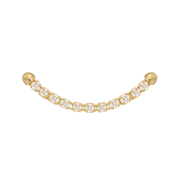 yellow gold curved well articulated double pin end lynx white dia CURVED 20mm 25mm Pupil Hall IRIS Piercing Studios Cartilage body jewelry