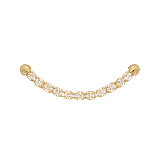 yellow gold curved well articulated double pin end lynx white dia CURVED 20mm 25mm Pupil Hall IRIS Piercing Studios Cartilage body jewelry