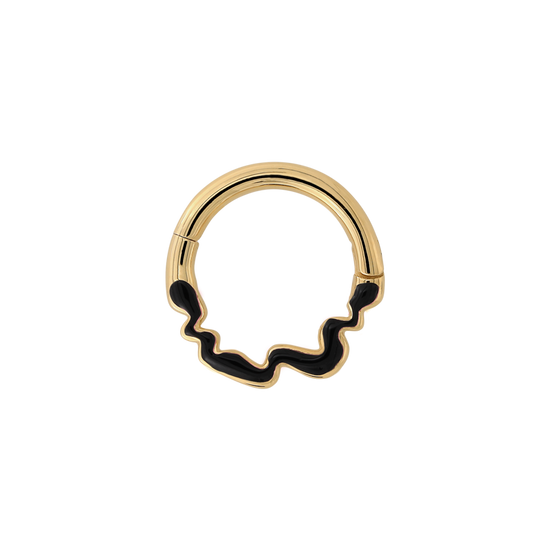 either way toned black hoop charm add on nostril nose septum earring earlobe helix style fashion art Pupil Hall Iris Piercing Studios