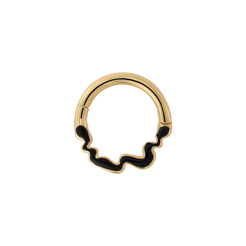 either way toned black hoop charm add on nostril nose septum earring earlobe helix style fashion art Pupil Hall Iris Piercing Studios
