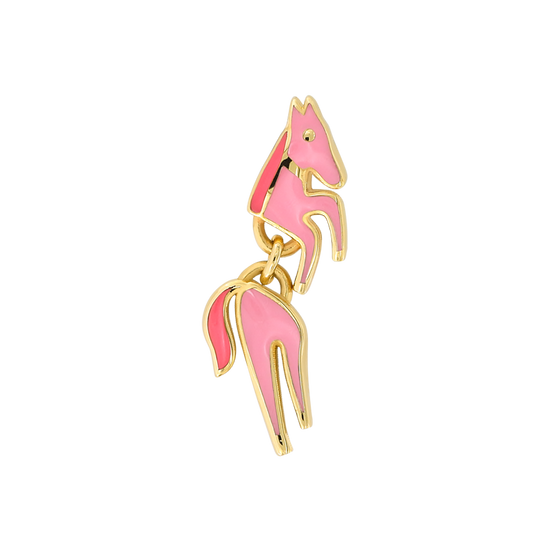 yellow gold pink Yellow Gold Tail Warm 100 club horse dangle earring earlobe cartilage nostril helix body jewelry fashion style Pupil Hall IRIS PIERCING STUDIOS