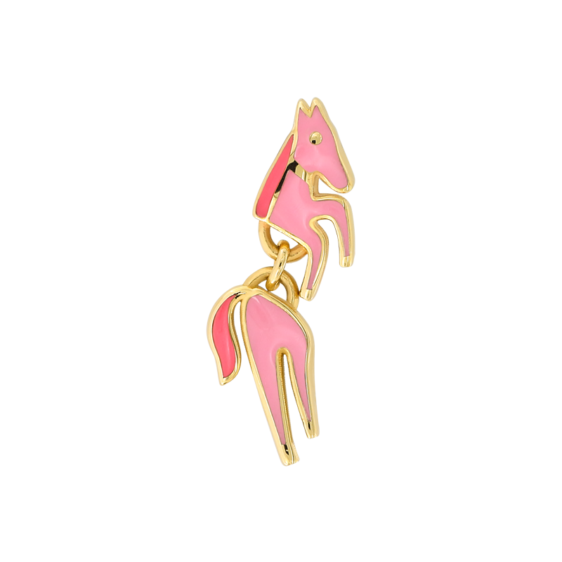 yellow gold pink Yellow Gold Tail Warm 100 club horse dangle earring earlobe cartilage nostril helix body jewelry fashion style Pupil Hall IRIS PIERCING STUDIOS