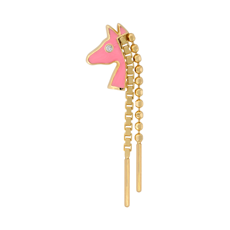 yellow gold pink mane chains dangles art fun 100 club horse fashion earring earlobe cartilage helix pupil hall IRIS PIERCING STUDIOS