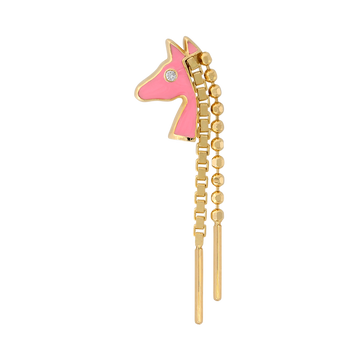 yellow gold pink mane chains dangles art fun 100 club horse fashion earring earlobe cartilage helix pupil hall IRIS PIERCING STUDIOS