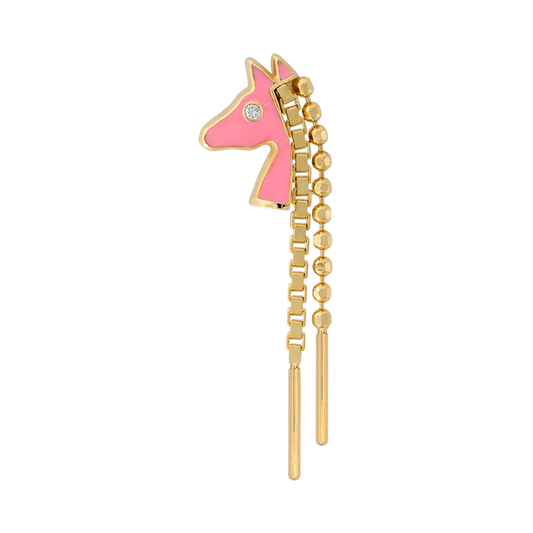 yellow gold pink mane chains dangles art fun 100 club horse fashion earring earlobe cartilage helix pupil hall IRIS PIERCING STUDIOS