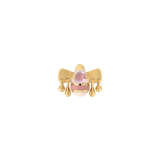 yellow gold pink sapphire colorway body jewelry 100 club bee cute stylish art fashion earring earlobe nostril nose lip philtrum cartilage helix conch Pupil Hall IRIS PIERCING STUDIOS