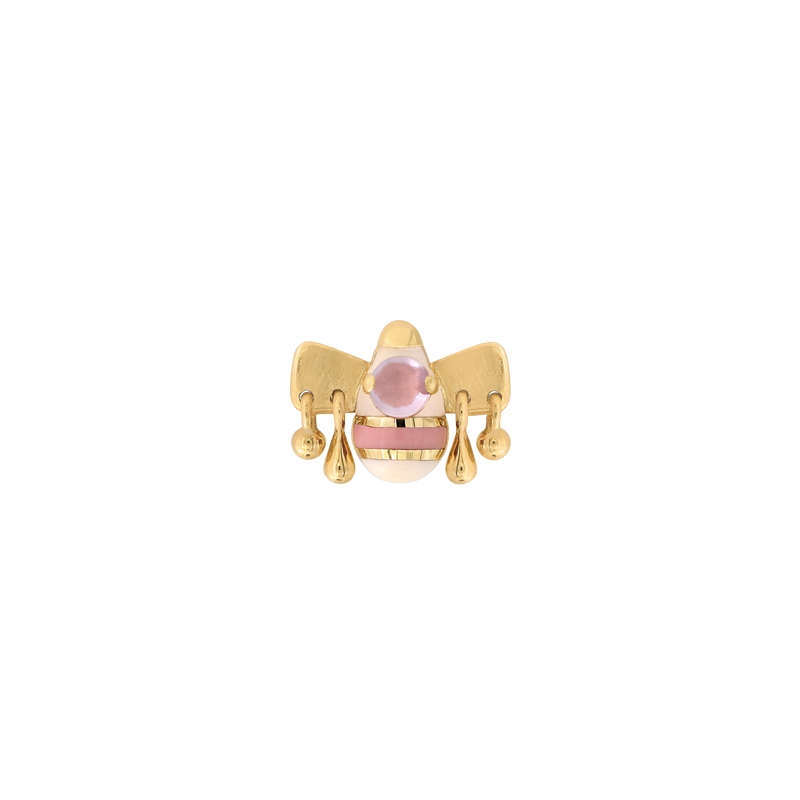 yellow gold pink sapphire colorway body jewelry 100 club bee cute stylish art fashion earring earlobe nostril nose lip philtrum cartilage helix conch Pupil Hall IRIS PIERCING STUDIOS