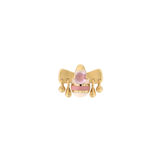 yellow gold pink sapphire colorway body jewelry 100 club bee cute stylish art fashion earring earlobe nostril nose lip philtrum cartilage helix conch Pupil Hall IRIS PIERCING STUDIOS