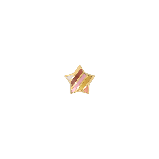 pleasing tan Palette Pals star yellow gold stripes earring earlobe nostril nose lip philtrum snake bites cartilage helix conch flat art fashion style body jewelry pupil hall IRIS PIERCING STUDIOS