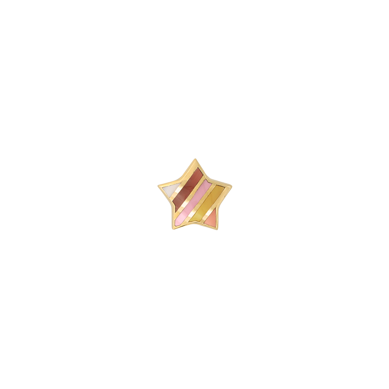 pleasing tan Palette Pals star yellow gold stripes earring earlobe nostril nose lip philtrum snake bites cartilage helix conch flat art fashion style body jewelry pupil hall IRIS PIERCING STUDIOS