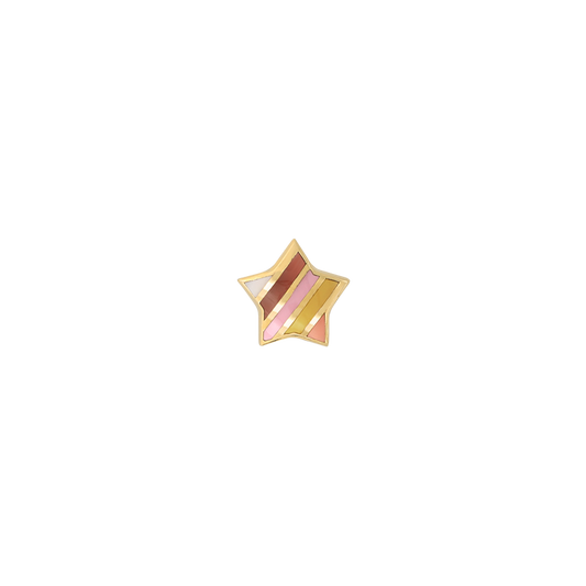 pleasing tan Palette Pals star yellow gold stripes earring earlobe nostril nose lip philtrum snake bites cartilage helix conch flat art fashion style body jewelry pupil hall IRIS PIERCING STUDIOS