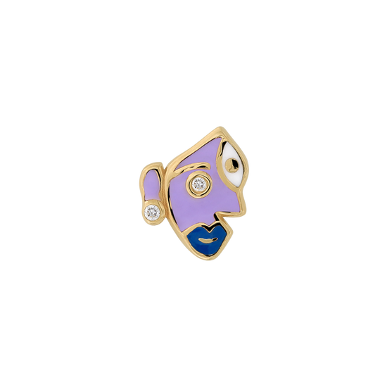 shes artsy lilac and blue abstract  face pin end style fashion art body jewelry earring earlobe helix cartilage nostril conch helix tragus lip gemstones Pupil Hall IRIS PIERCING STUDIOS